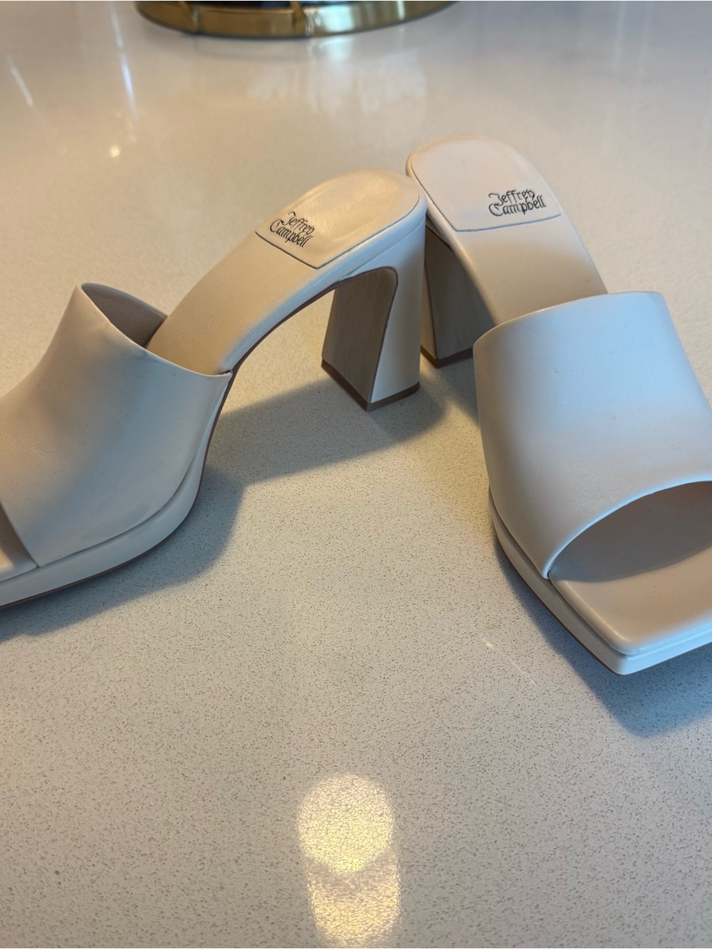 Jeffrey Campbell Ivory Open-Toe Block Heel Mules